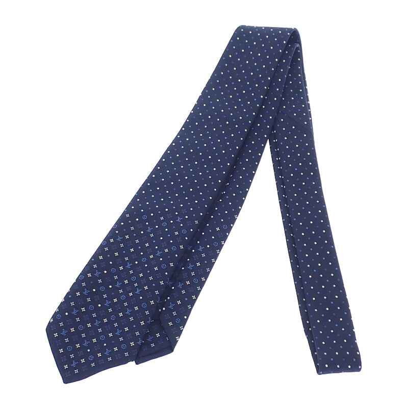 ルイヴィトン LOUIS VUITTON モノグラム グラディエント ドッツ M76844 モノグラム ネクタイ シルク ネイビー メンズ【中古】【Aランク】