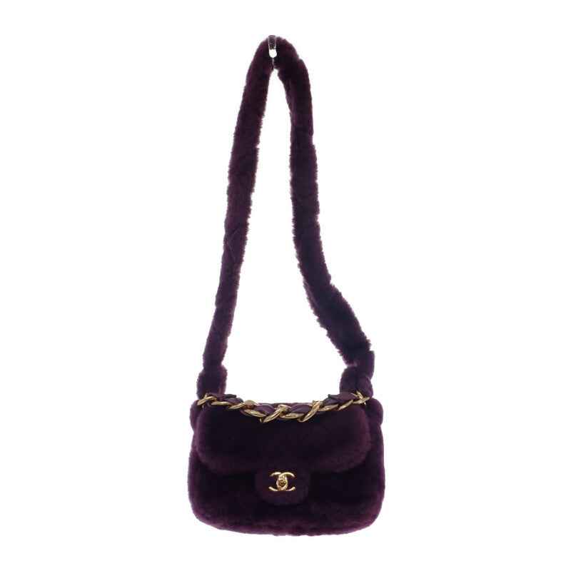 シャネル CHANEL シアリング フラップバッグ AS3354B08467 ショルダーバッグ ラムスキン シアリング パープル ゴールド金具 レディース【中古】【Aランク】