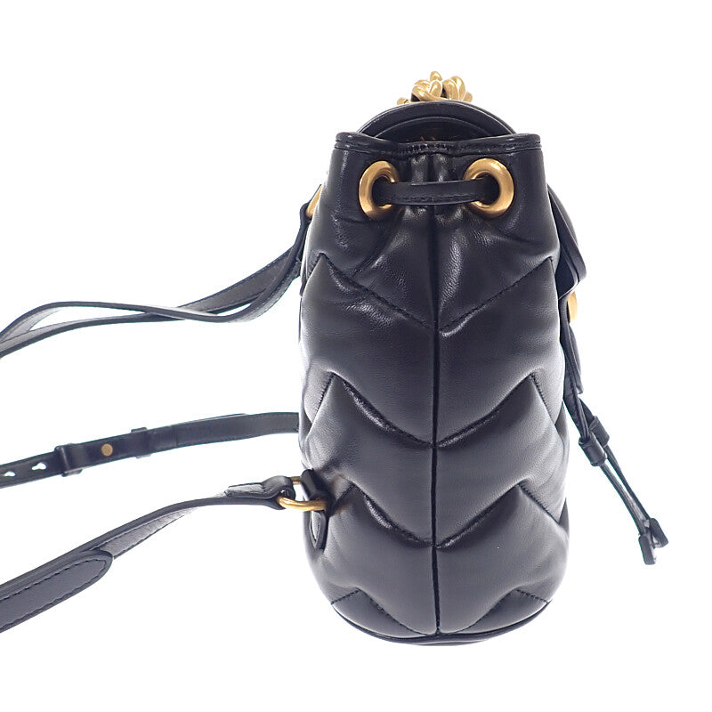 グッチ GUCCI スモールバックパック 777253_AAC74_1000 リュック・デイパック レザー ブラック ゴールド金具 レディース【中古】【Aランク】