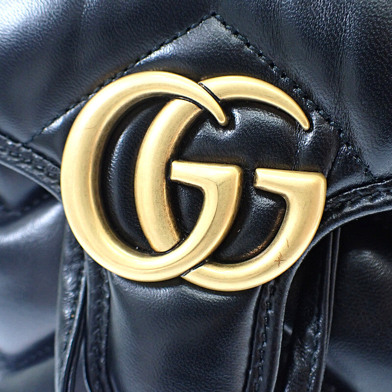 グッチ GUCCI スモールバックパック 777253_AAC74_1000 リュック・デイパック レザー ブラック ゴールド金具 レディース【中古】【Aランク】