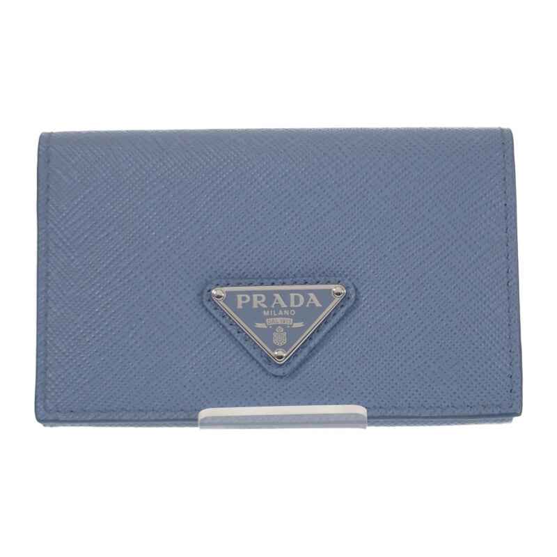 プラダ PRADA サフィアーノトライアングル 1MC110_QHH_F0OZX カードケース サフィアーノ ライトブルー シルバー金具 レディース メンズ【中古】【SAランク】