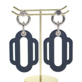 エルメス HERMES アトラージュソリッド ピアス エナメル ネイビー ホワイト シルバー金具 レディース【中古】【Aランク】