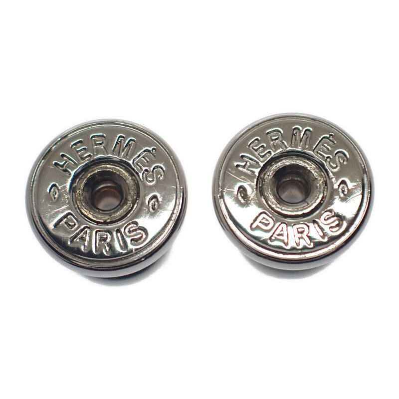 エルメス HERMES アトラージュソリッド ピアス エナメル ネイビー ホワイト シルバー金具 レディース【中古】【Aランク】