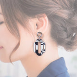 エルメス HERMES アトラージュソリッド ピアス エナメル ネイビー ホワイト シルバー金具 レディース【中古】【Aランク】