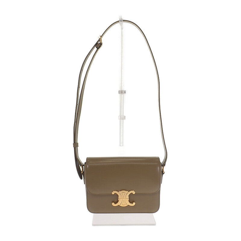 CELINE 思琳 Teen Triomphe 手袋 188423BF4.18BZ 肩背包 小牛皮 卡其色 深烏賊色 金色金屬 女士【中古】【A級】
