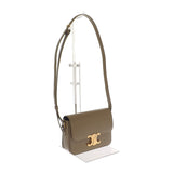 セリーヌ CELINE ティーントリオンフバッグ 188423BF4.18BZ ショルダーバッグ カーフ ダークセピア カーキ ゴールド金具 レディース【中古】【Aランク】