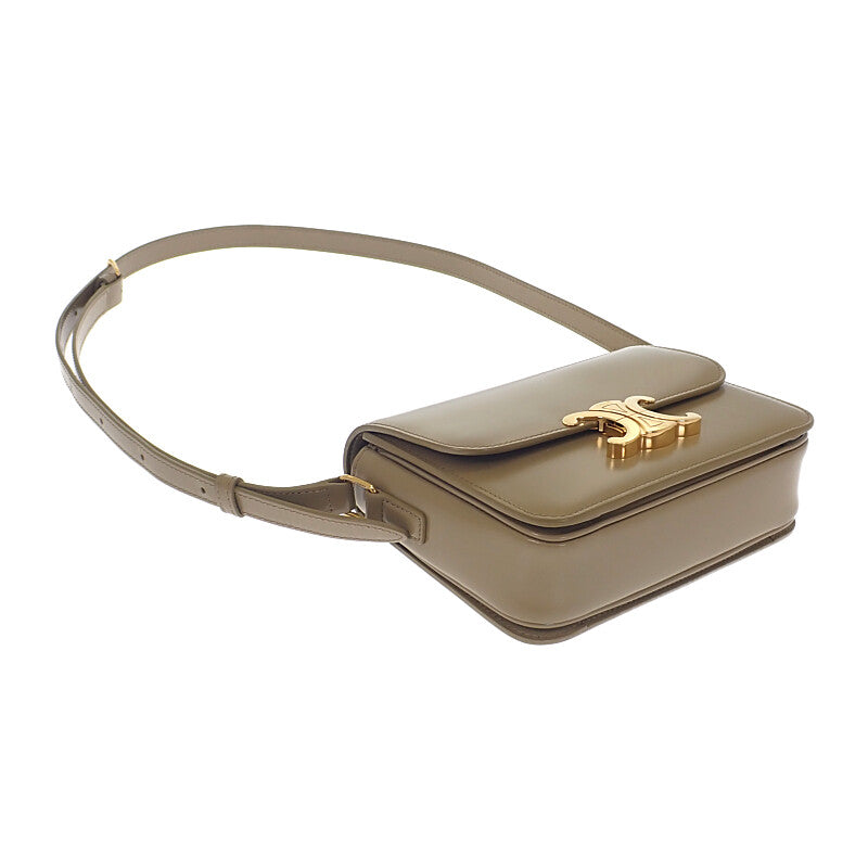 セリーヌ CELINE ティーントリオンフバッグ 188423BF4.18BZ ショルダーバッグ カーフ カーキ ダークセピア ゴールド金具 レディース【中古】【Aランク】
