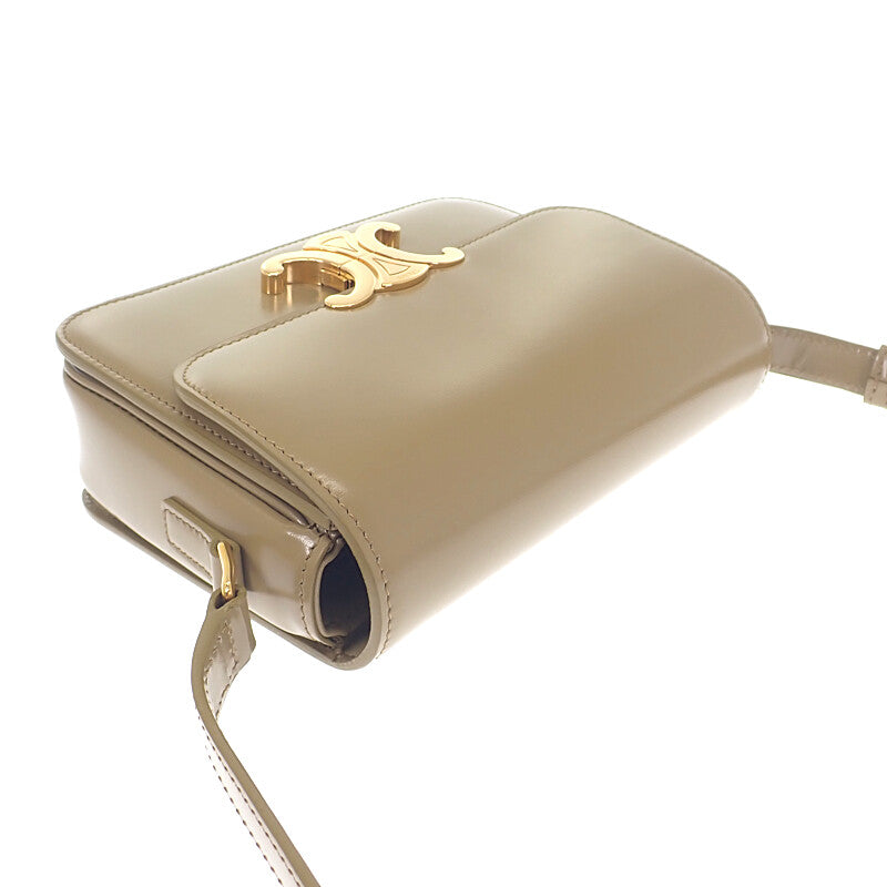 セリーヌ CELINE ティーントリオンフバッグ 188423BF4.18BZ ショルダーバッグ カーフ カーキ ダークセピア ゴールド金具 レディース【中古】【Aランク】
