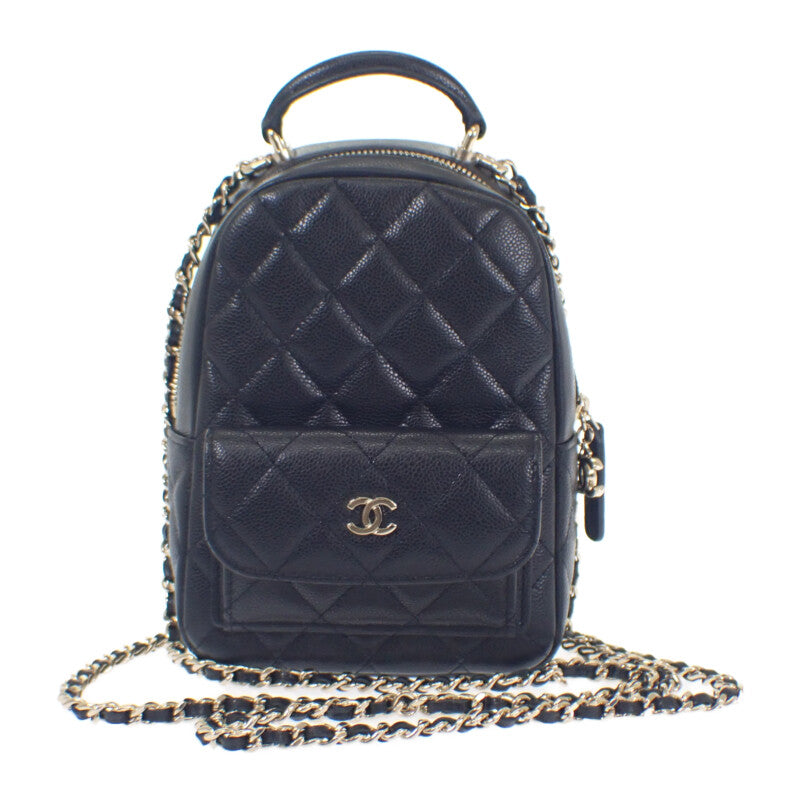 シャネル CHANEL タイムレスクラシック AP3753 リュック・デイパック キャビアスキン ブラック ゴールド金具 レディース【中古】【Aランク】