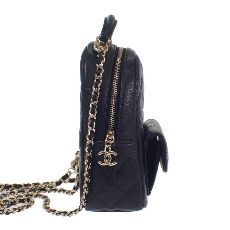 シャネル CHANEL タイムレスクラシック AP3753 リュック・デイパック キャビアスキン ブラック ゴールド金具 レディース【中古】【Aランク】