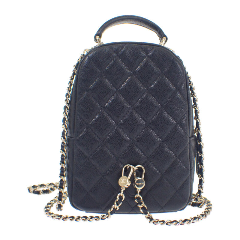 Chanel Timeless Classic AP3753 Backpack Caviar Skin Black Gold Hardware Women's