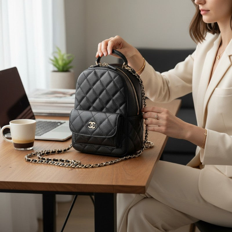 Chanel Timeless Classic AP3753 Backpack Caviar Skin Black Gold Hardware Women's