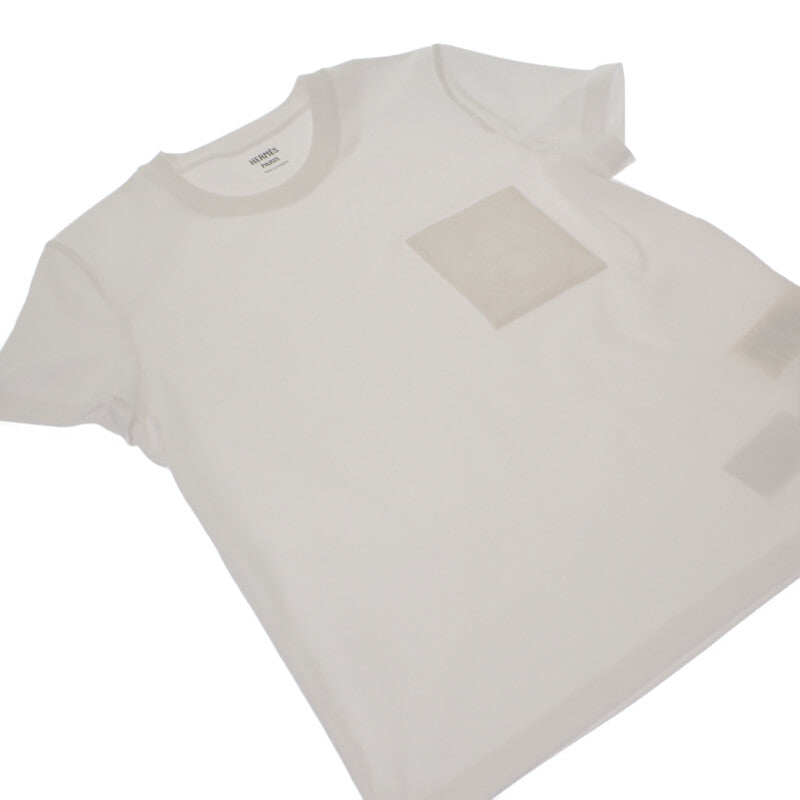 エルメス HERMES Embroidered pocket 刺繍 Hロゴ ポケット Mサイズ 38 H4H4615DA 半袖Tシャツ コットン ホワイト レディース【中古】【SAランク】