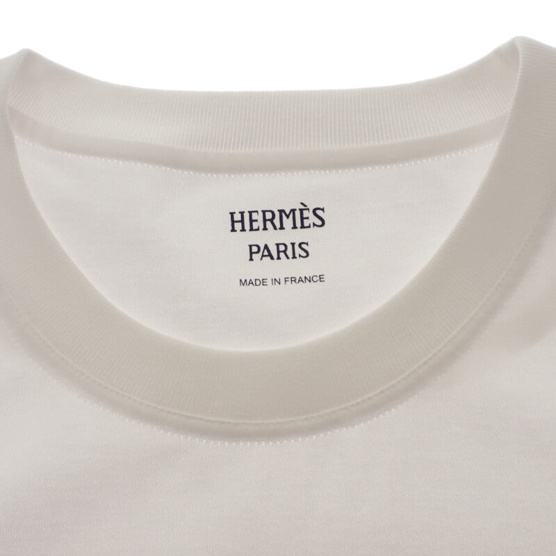 エルメス HERMES Embroidered pocket 刺繍 Hロゴ ポケット Mサイズ 38 H4H4615DA 半袖Tシャツ コットン ホワイト レディース【中古】【SAランク】