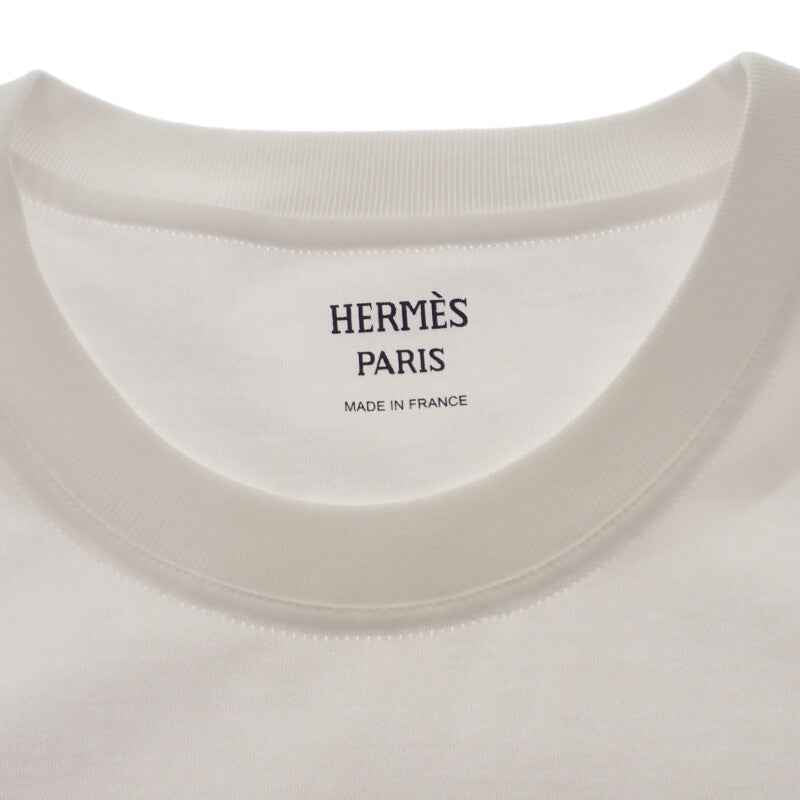 エルメス HERMES Embroidered pocket 刺繍 Hロゴ ポケット Mサイズ 38 H4H4615DA 半袖Tシャツ コットン ホワイト レディース【中古】【SAランク】