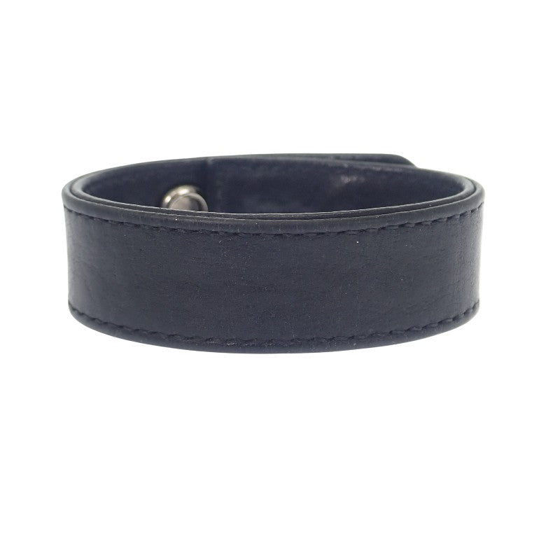 クロムハーツ CHROME HEARTS クロスボールレザーブレス 2354-304-9300-0900 ブレスレット シルバー925 レザー ブラック メンズ【中古】【ABランク】