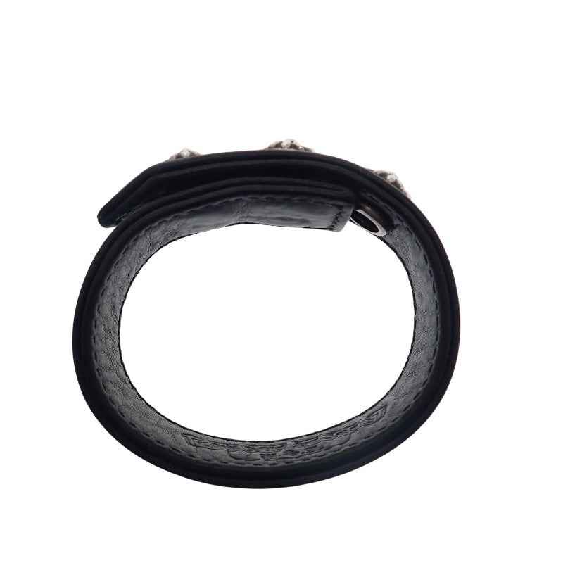 クロムハーツ CHROME HEARTS クロスボールレザーブレス 2354-304-9300-0900 ブレスレット シルバー925 レザー ブラック メンズ【中古】【ABランク】