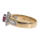 デザインジュエリー 12号 リング K18イエローゴールド Pt900プラチナ ルビー ダイヤモンド レディース【中古】【Aランク】