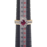 デザインジュエリー 12号 リング K18イエローゴールド Pt900プラチナ ルビー ダイヤモンド レディース【中古】【Aランク】