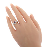 デザインジュエリー 12号 リング K18イエローゴールド Pt900プラチナ ルビー ダイヤモンド レディース【中古】【Aランク】