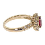 デザインジュエリー 加熱 14号 リング K18イエローゴールド ルビー ダイヤモンド レディース【中古】【Aランク】