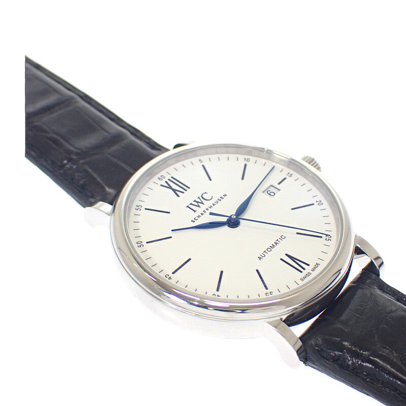 IWC インターナショナルウォッチカンパニー IWC ポートフィノ・オートマティック 世界2000本限定 IW356519 腕時計 ステンレススチール アリゲーター ホワイト ブラック 自動巻き ホワイト文字盤 シルバー金具 メンズ【中古】【Aランク】
