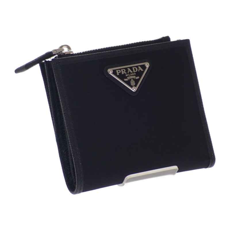 プラダ PRADA Re-Nylon 2ML049_2DMH_F0002 二つ折り財布 サフィアーノ ブラック シルバー金具 メンズ レディース【中古】【Aランク】
