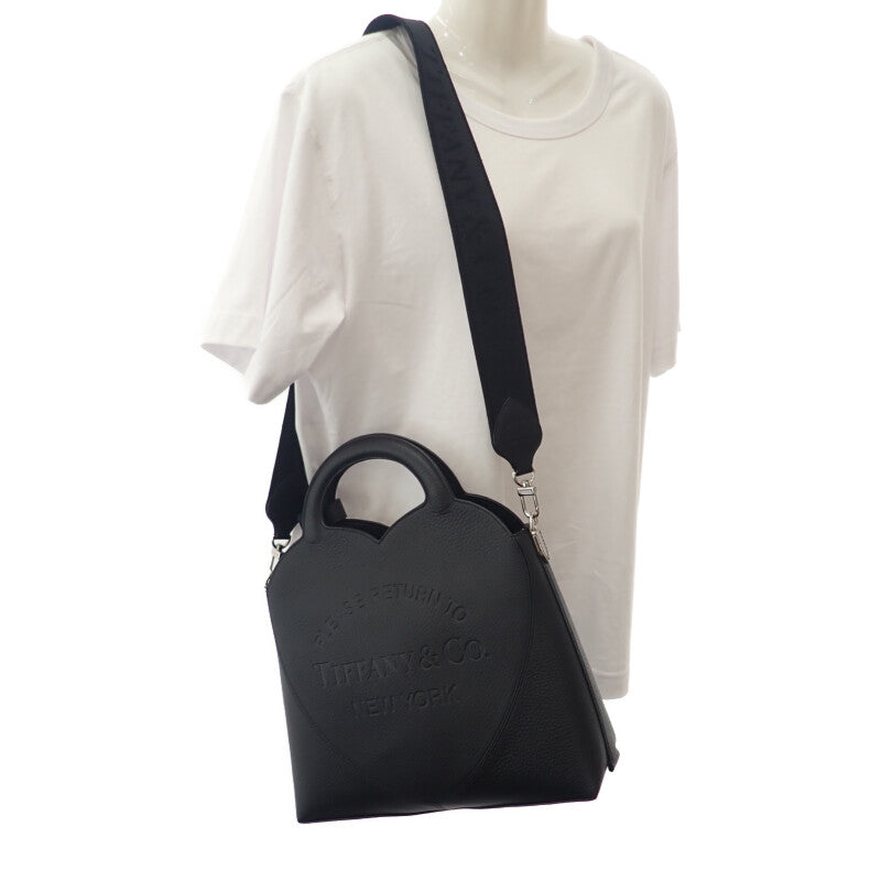 ティファニー TIFFANY&Co. リターントゥ トート 75508038 ショルダーバッグ レザー ブラック シルバー金具 レディース【中古】【Aランク】