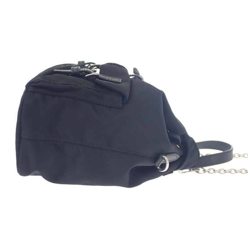 プラダ PRADA ミニバックパック 1BH029 ショルダーバッグ ナイロン サフィアーノ ブラック シルバー金具 レディース【中古】【Aランク】