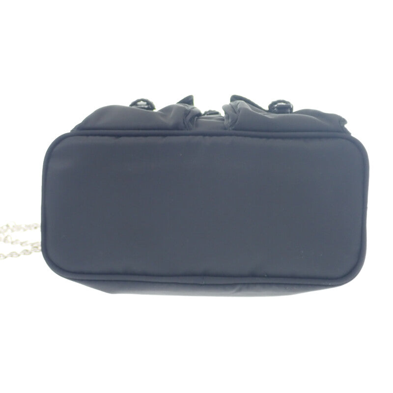 PRADA 普拉達 迷你後背包 1BH029 肩背包 尼龍 Saffiano 黑色 銀色金屬配件 女款【中古】【A級】