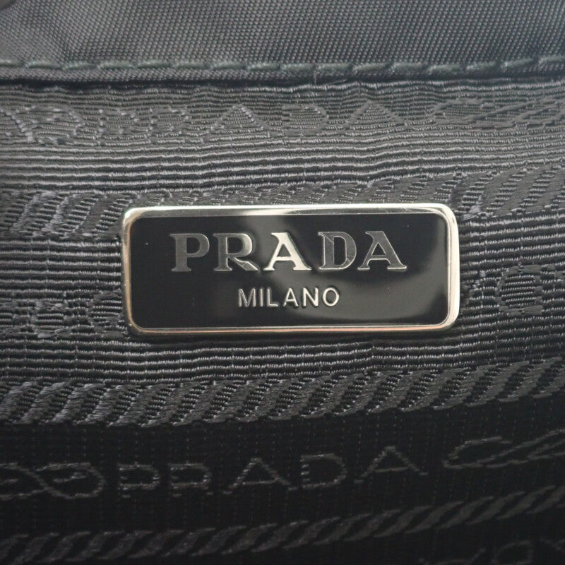 PRADA 普拉達 迷你後背包 1BH029 肩背包 尼龍 Saffiano 黑色 銀色金屬配件 女款【中古】【A級】