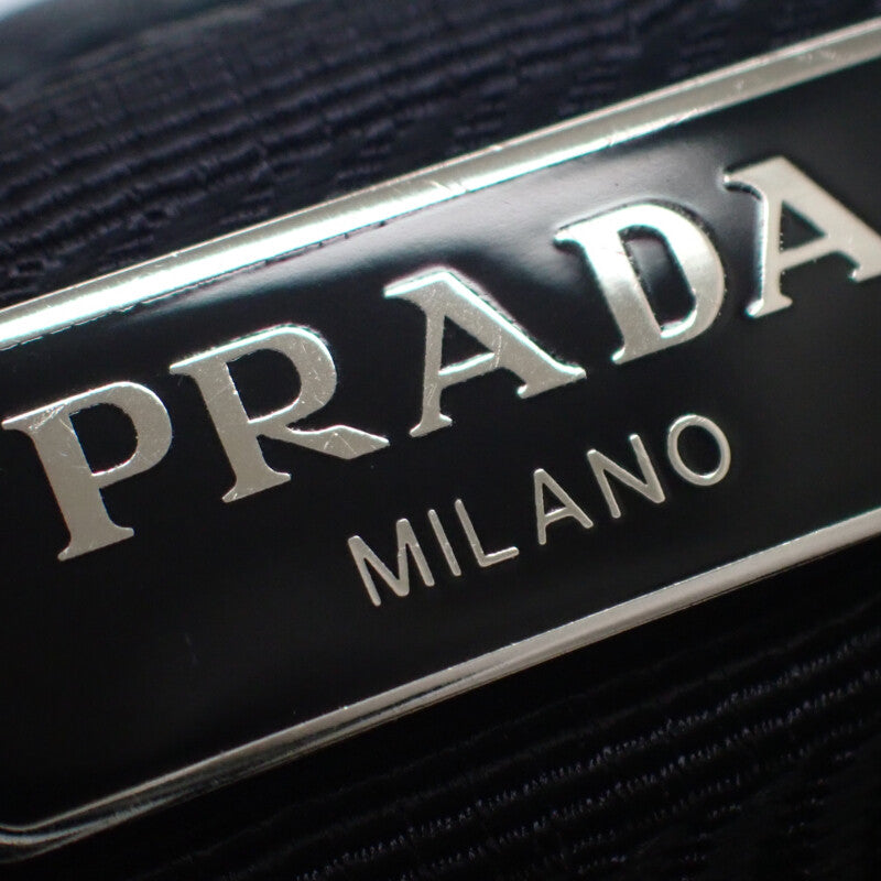PRADA 普拉達 迷你後背包 1BH029 肩背包 尼龍 Saffiano 黑色 銀色金屬配件 女款【中古】【A級】