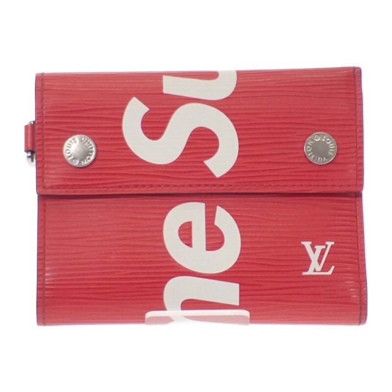 ルイヴィトン LOUIS VUITTON Supreme チェーンコンパクトウォレット M67755 エピ 二つ折り財布 レッド メンズ【中古】【ABランク】