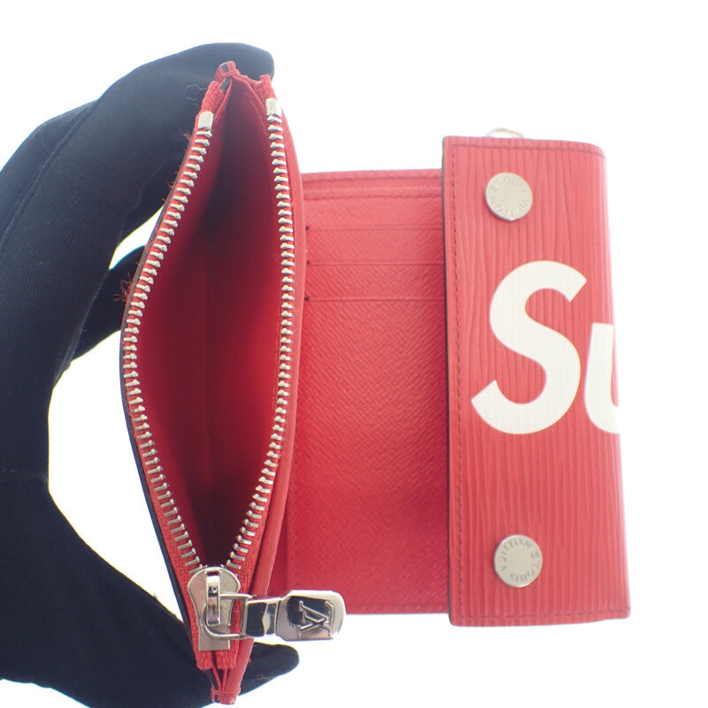 ルイヴィトン LOUIS VUITTON Supreme チェーンコンパクトウォレット M67755 エピ 二つ折り財布 レッド メンズ【中古】【ABランク】