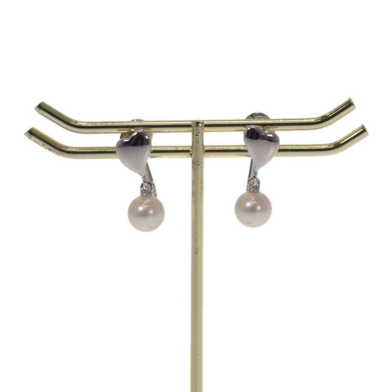 ミキモト MIKIMOTO パール ハート イヤリング シルバー925 レディース【中古】【Aランク】