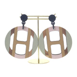 エルメス HERMES Hエキップ H057086FL ピアス バッファローホーン ペールグリーン ピンク キャメル シルバー金具 レディース【中古】【Aランク】