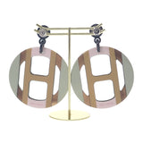 エルメス HERMES Hエキップ H057086FL ピアス バッファローホーン ペールグリーン ピンク キャメル シルバー金具 レディース【中古】【Aランク】