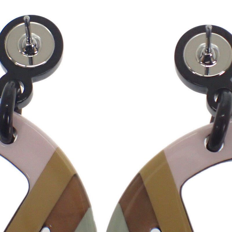 エルメス HERMES Hエキップ H057086FL ピアス バッファローホーン ペールグリーン ピンク キャメル シルバー金具 レディース【中古】【Aランク】