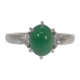 ミキモト MIKIMOTO 翡翠リング Jade 13号 リング Pt950プラチナ シルバー グリーン 翡翠 ダイヤモンド レディース【中古】【Aランク】