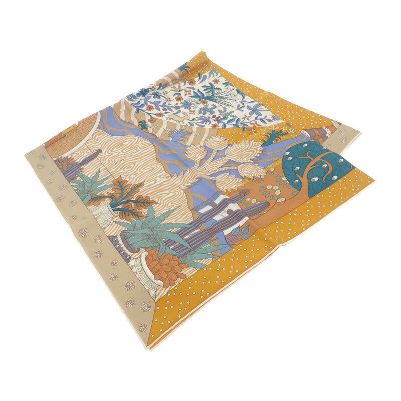 愛馬仕 HERMES 90公分方巾 Le Premier Chant 絲巾 黃色 女士【中古】【S級】