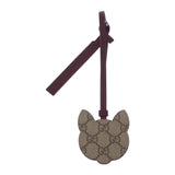 グッチ GUCCI キャットシェイプ 820787_FAEC9_9782 バッグチャーム ポリウレタン レザー ベージュ ボルドー レディース【中古】【Aランク】