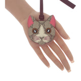 グッチ GUCCI キャットシェイプ 820787_FAEC9_9782 バッグチャーム ポリウレタン レザー ベージュ ボルドー レディース【中古】【Aランク】
