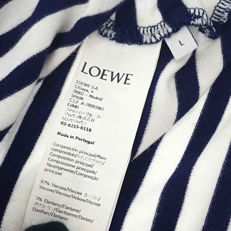 ロエベ LOEWE アナグラム ボーダー L S359Y23X89 タンクトップ ポリウレタン レーヨン ネイビー レディース【中古】【Aランク】