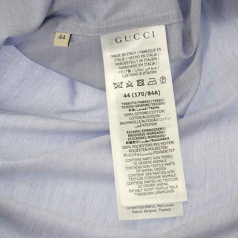 グッチ GUCCI フィラフィルシャツ アディダスコラボ 44 691521 長袖シャツ コットン ブルー メンズ【中古】【Aランク】