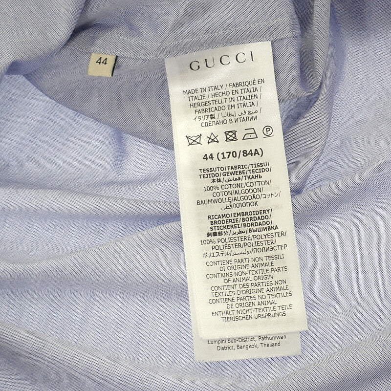 グッチ GUCCI フィラフィルシャツ アディダスコラボ 44 691521 長袖シャツ コットン ブルー メンズ【中古】【Aランク】