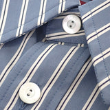 グッチ GUCCI 刺繍ストライプ 46 814715 長袖シャツ コットン ブルー メンズ【中古】【Aランク】