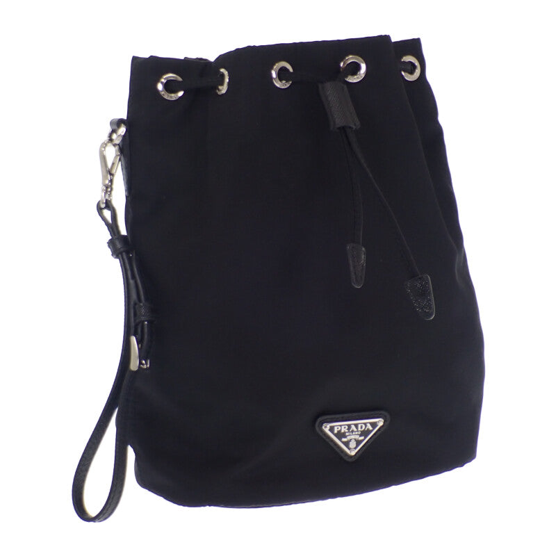 プラダ PRADA Re-Nylon 1NS369 ポーチ ナイロン ブラック シルバー金具 レディース【中古】【Aランク】