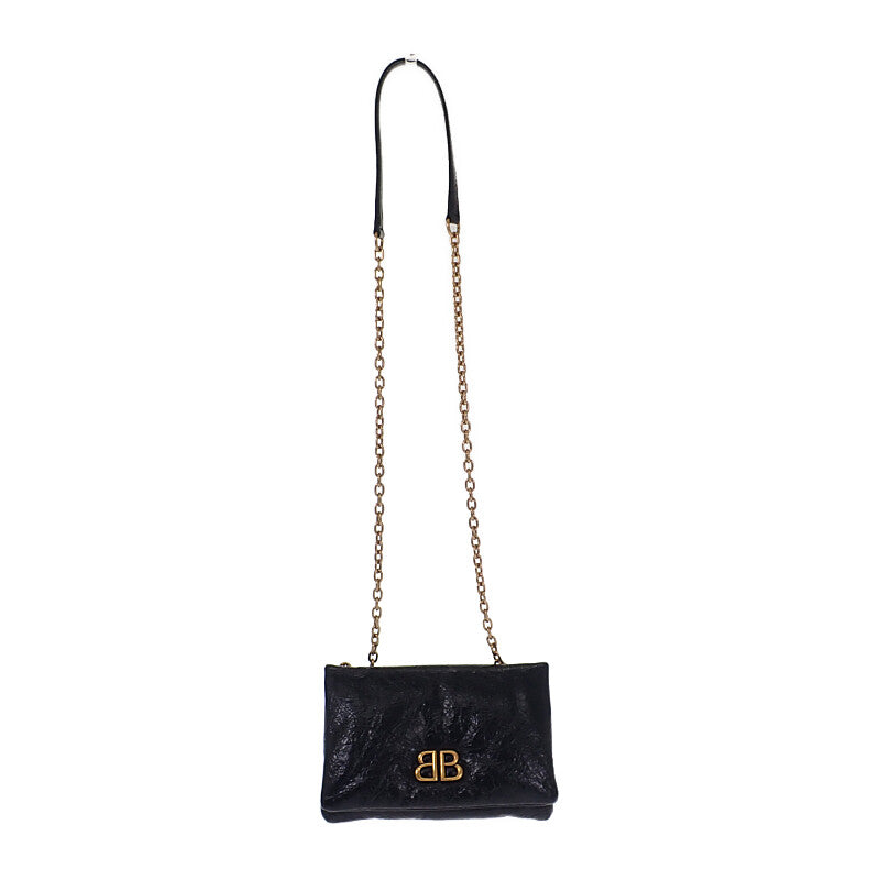 バレンシアガ BALENCIAGA Monaco ナノ バッグ 8105622ABLP1000 ショルダーバッグ ラムスキン ブラック ゴールド金具 レディース メンズ【中古】【Aランク】