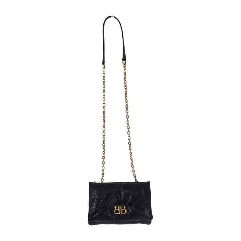 バレンシアガ BALENCIAGA Monaco ナノ バッグ 8105622ABLP1000 ショルダーバッグ ラムスキン ブラック ゴールド金具 レディース メンズ【中古】【Aランク】