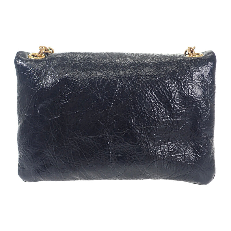 BALENCIAGA 巴黎世家 Monaco Nano 手袋 8105622ABLP1000 肩背包 小羊皮 黑色 金色金屬 男女通用【中古】【A級】